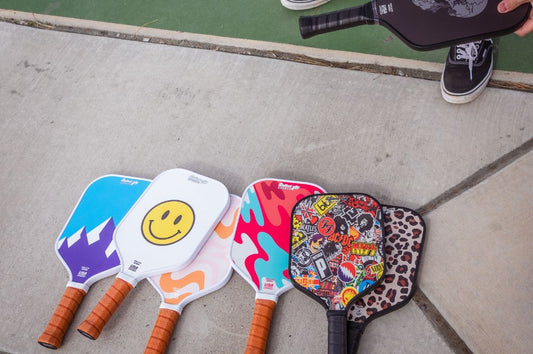 Kids custom pickleball paddles set featuring vibrant designs for young players to enjoy the game.